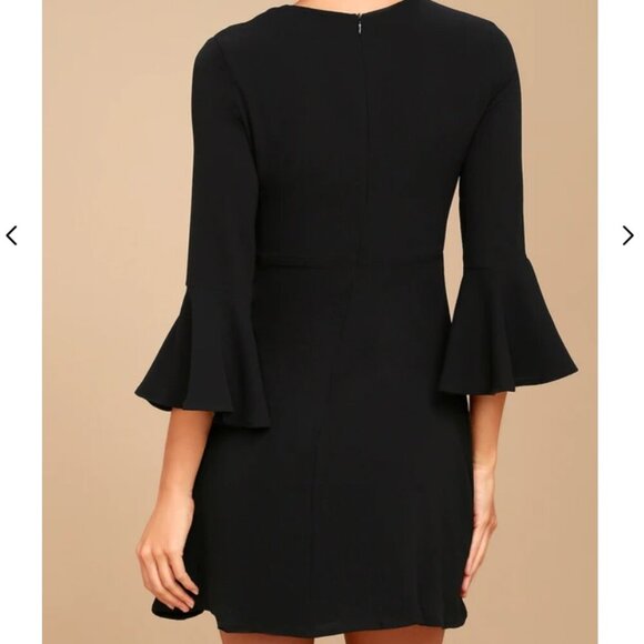 Lulus Center of Attention Black Flounce Sleeve Dress - Picture 3 of 11